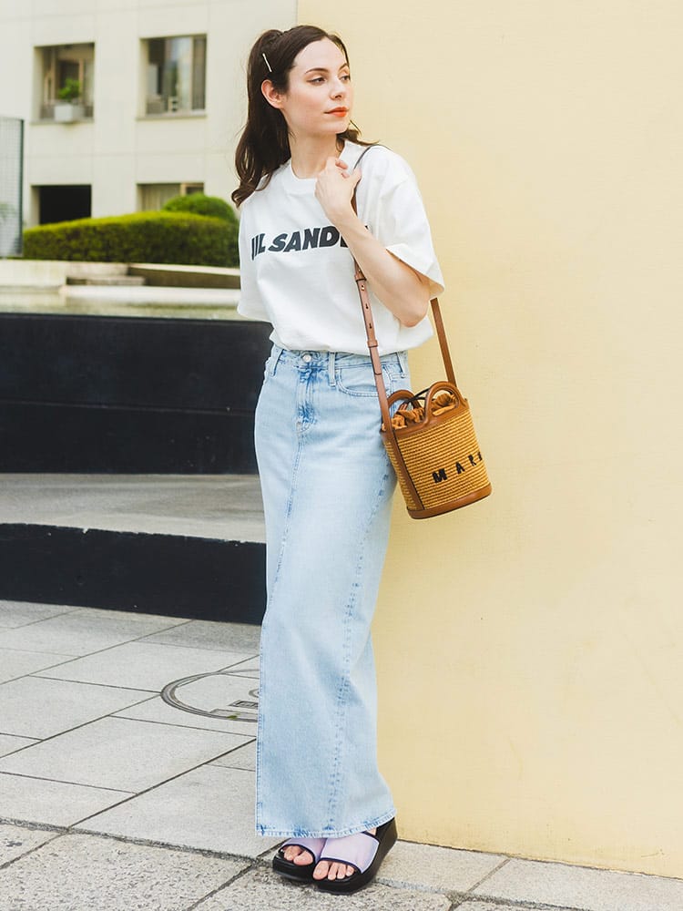 JIL SANDER (ジルサンダー) コットンジャージ ロゴプリント 半袖 T 