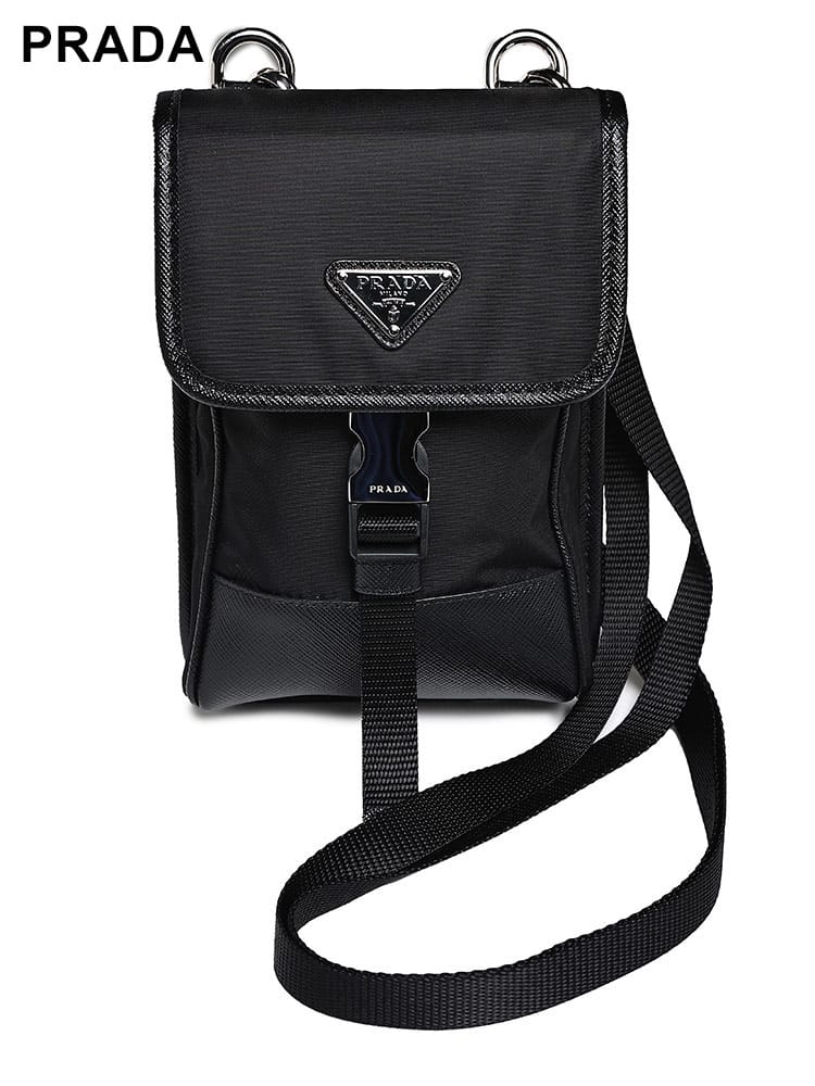 PRADA (プラダ) ナイロン＆レザー ストラップ付 スマートフォンホルダー メンズ