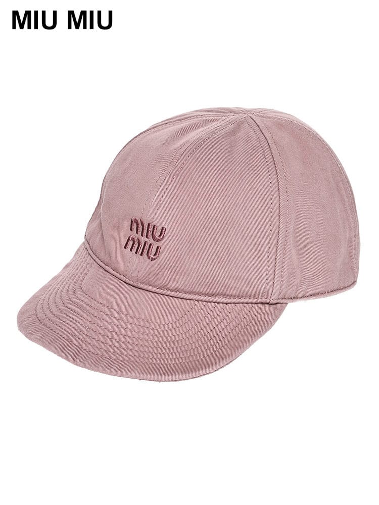 MIUMIU (ミュウミュウ) コットン ウォッシュ加工 ロゴ刺繍 ベースボールキャップ MIU5HC370 レディース