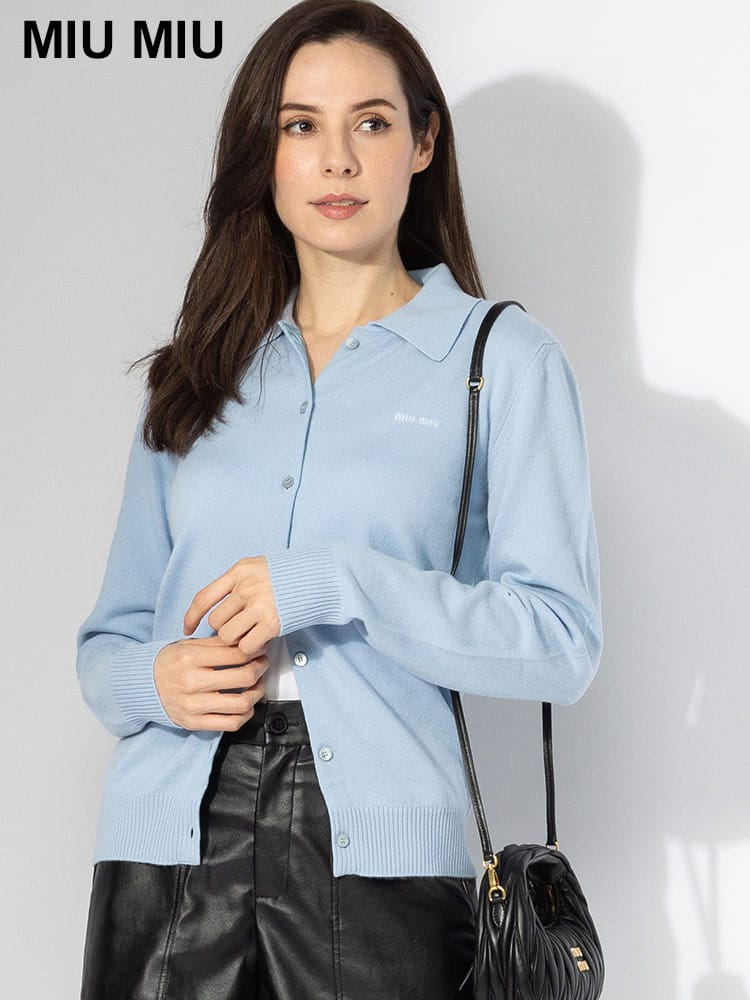 MIUMIU (ミュウミュウ) カシミヤ 襟付き ニット カーディガン MIUMMF890 レディース