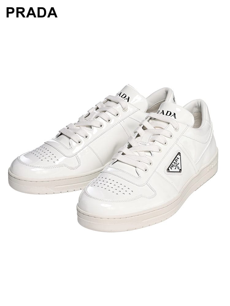 PRADA (プラダ) パテントレザー メタルロゴ ダウンタウン ローカットスニーカー PR2EE364069 メンズ