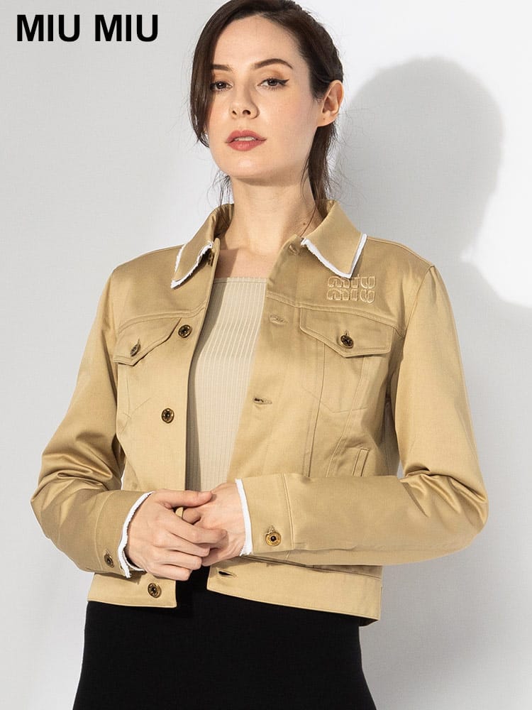 MIUMIU (ミュウミュウ) ダブルポケット ロゴ フルボタン チノ ジャケット MIUML1056 レディース