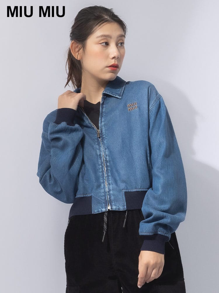 MIU MIU (ミュウミュウ) デニム フルジップ ボンバージャケット MIUGWB218143V レディース