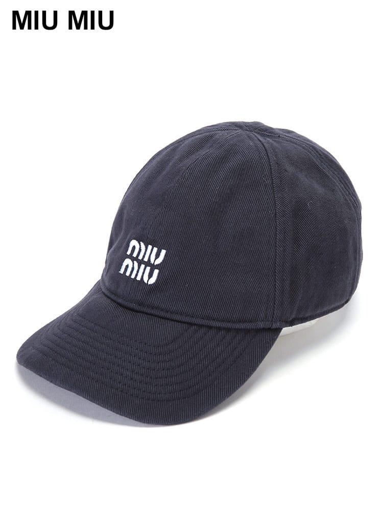 MIU MIU (ミュウミュウ) ロープデザイン ロゴ刺繍 ベースボールキャップ MIU5HC369 メンズ