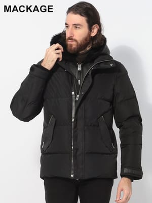 MACKAGE (マッカージュ) ムートンレイヤード フルジップ ダウンジャケット MKGRILEY4 メンズ