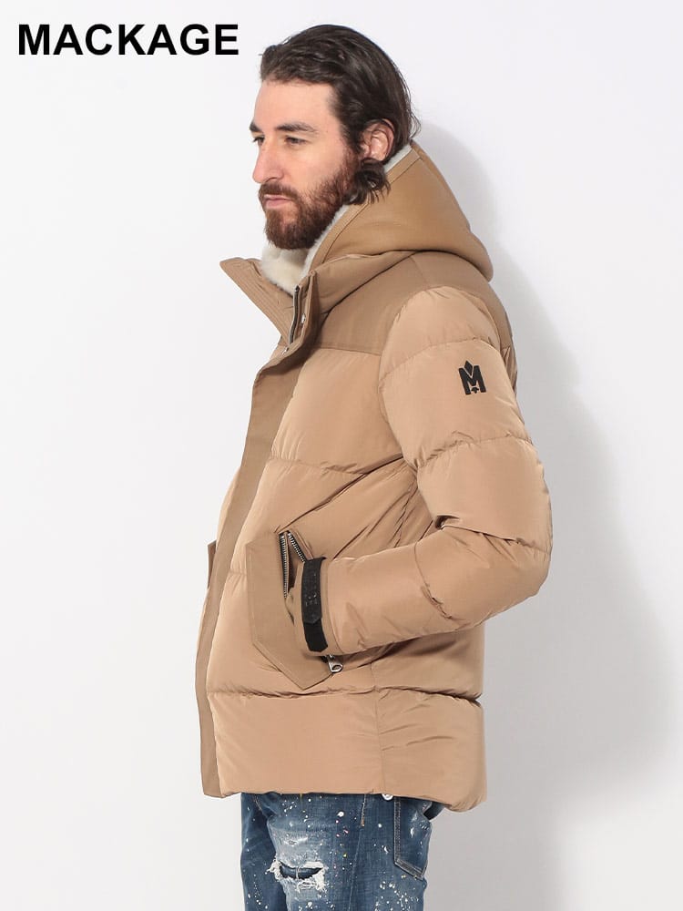 MACKAGE (マッカージュ) ムートンレイヤード フルジップ ダウンジャケット MKGRILEY4 メンズ