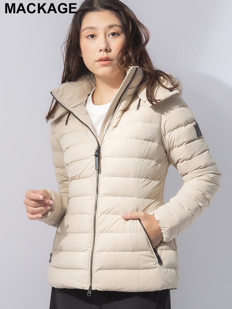 MACKAGE (マッカージュ) ストレッチナイロン フルジップ ライトダウン ジャケット MKGLMICHI4 レディース