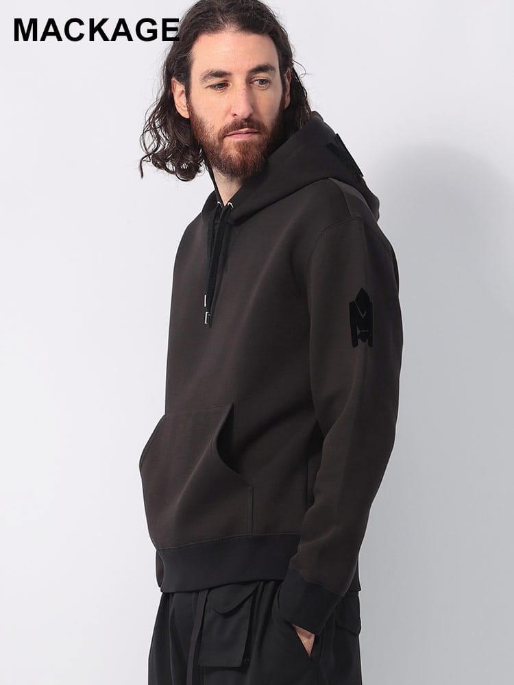 MACKAGE (マッカージュ) フードロゴ ポケット付き プルオーバー 
