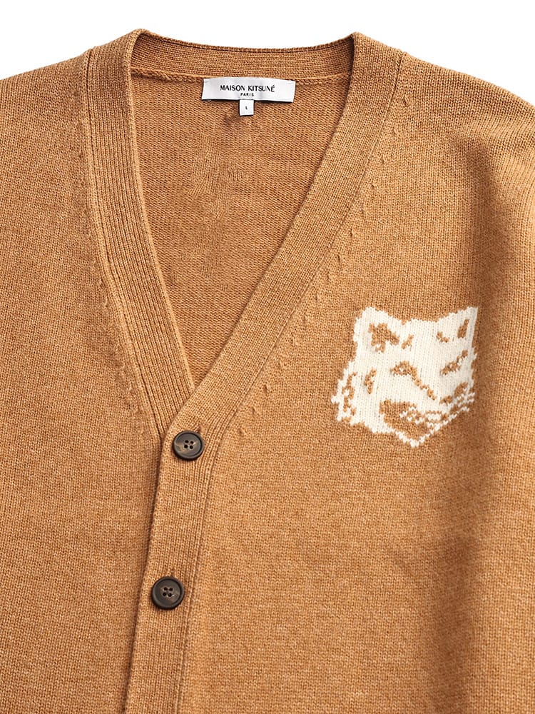 MAISON KITSUNE (メゾンキツネ) ウール Vネック カーディガン FOX HEAD 