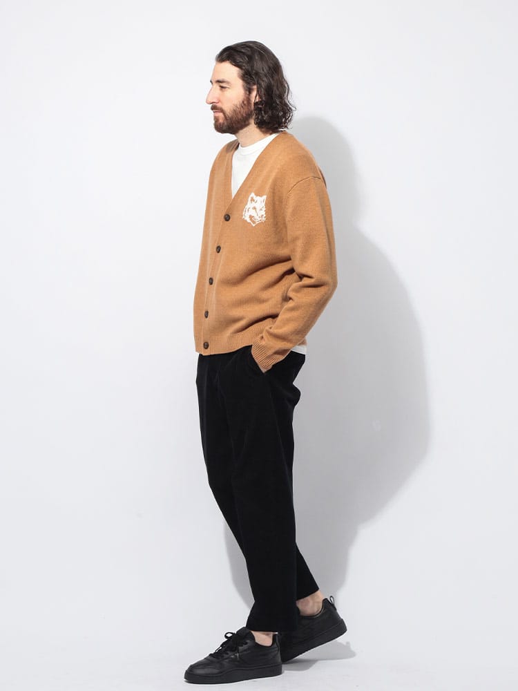 MAISON KITSUNE (メゾンキツネ) ウール Vネック カーディガン FOX HEAD 