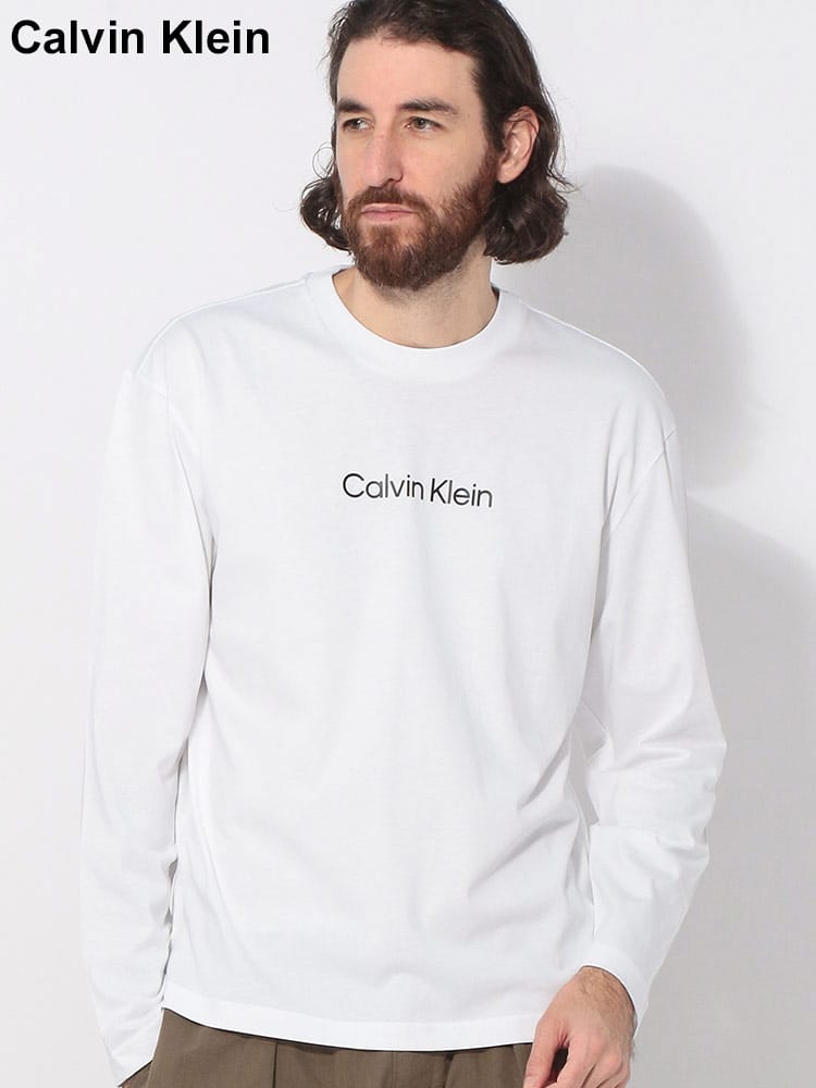 Calvin Klein (カルバンクライン) ロゴプリント クルーネック 長袖 T 