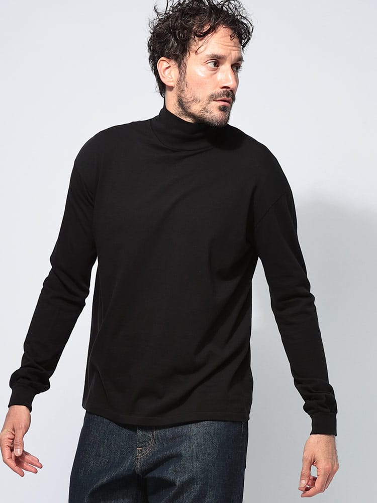 AURALEE (オーラリー) コットン 無地 ハイネック 長袖 Tシャツ AURALEEA00T03ST メンズ