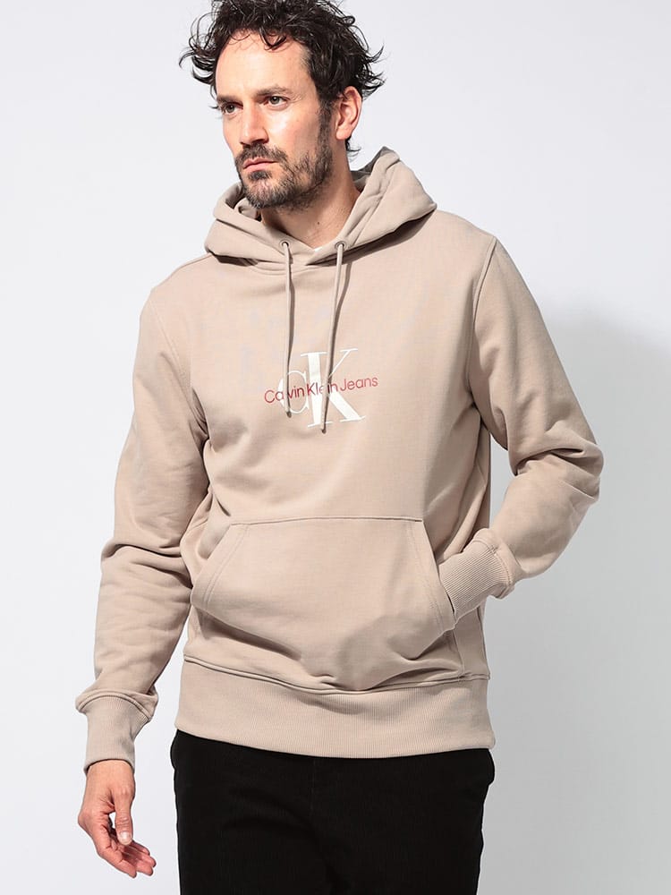 Calvin Klein (カルバンクライン) 裏毛 ロゴプリント ポケット付き 