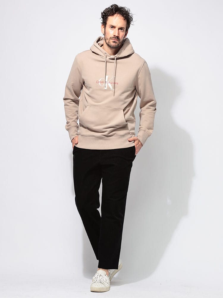 Calvin Klein (カルバンクライン) 裏毛 ロゴプリント ポケット付き 