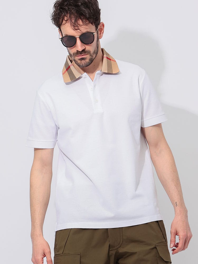 BURBERRY (バーバリー) コットン 衿チェック 半袖 ポロシャツ BB8071621