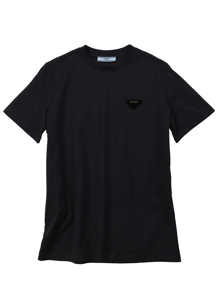 PRADA (プラダ) コットン トライアングルモチーフ クルーネック 半袖 Ｔシャツ PRL35838R16DV レデ【サカゼン公式通販】