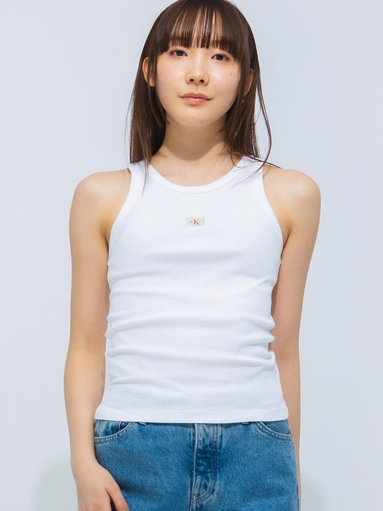 Calvin Klein (カルバンクライン) リブ クルーネック タンクトップ 