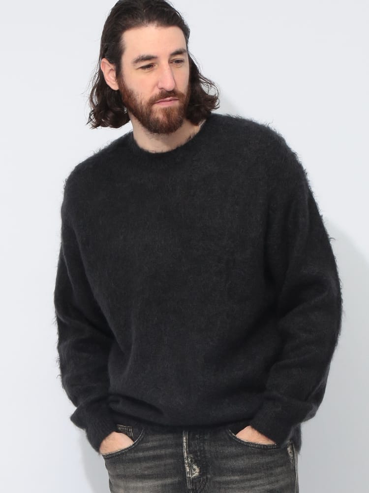 AURALEE (オーラリー) モヘヤ クルーネック ニット AURALEEA24AP03K メンズ