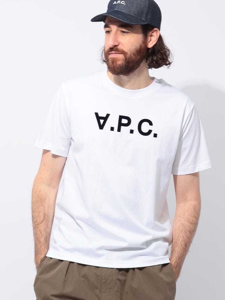 A.P.C. (アーペーセー) フロッキー ロゴ クルーネック 半袖 Tシャツ STANDARD GRAND VPC APCCOHBMM26384 メンズ