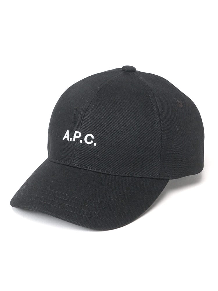 A.P.C. (アーペーセー) ブランドロゴ刺繍 ブラックコットン ベースボール キャップ APCCOHFKM24069 メンズ