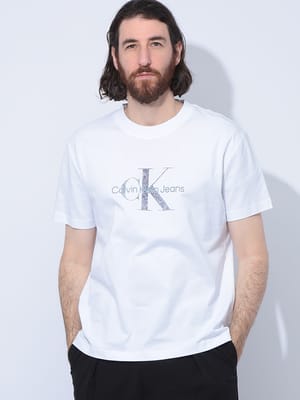 Calvin Klein (カルバンクライン) ロゴ刺繍 クルーネック 半袖 Tシャツ 