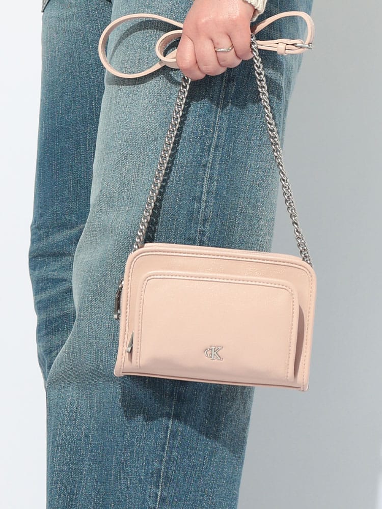 Calvin Klein (カルバンクライン) チェーンストラップ ダブルジップ ショルダーバッグ CKLK60K613047 レディース