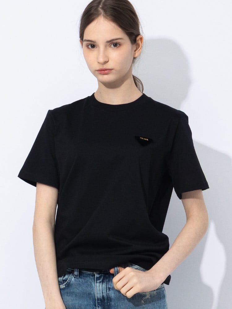 PRADA (プラダ) トライアングルロゴ クルーネック 半袖 Tシャツ  