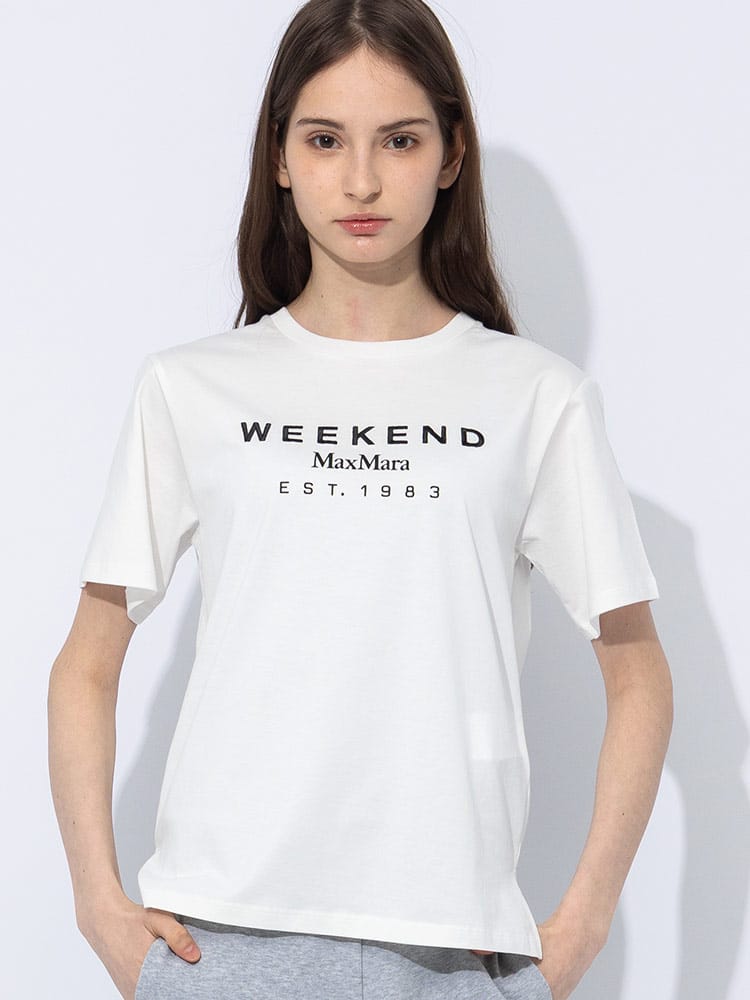 MAX MARA (マックスマーラ) フロントロゴ クルーネック 半袖 Tシャツ 
