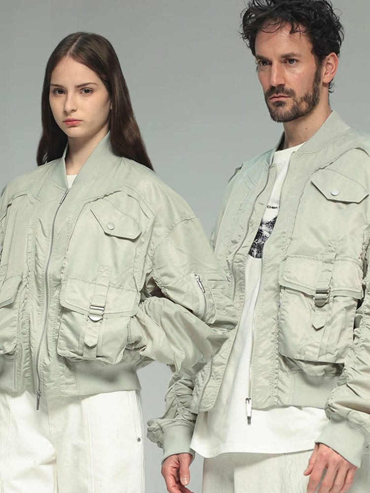 Feng Chen Wang (フェン・チェン・ワン) ポケット フルジップ ボンバージャケット FCWFUS19JK04G メンズ