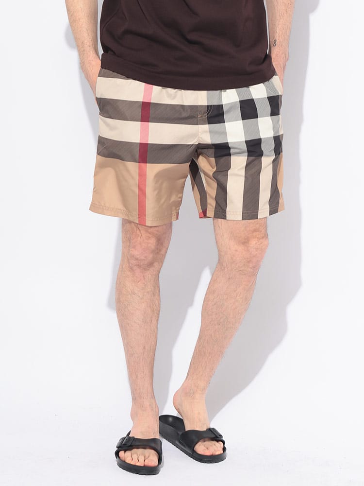 BURBERRY (バーバリー) チェック柄 メッシュインナー スイムショーツ 