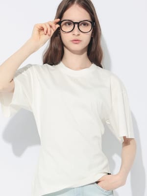 courreges (クレージュ) ウエストシェイプ ワンポイントロゴ 半袖 Tシャツ レディース