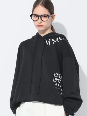 MM6 Maison Margiela (エムエムシックス メゾン マルジェラ) ロゴプリント ショート丈 パーカー レディース