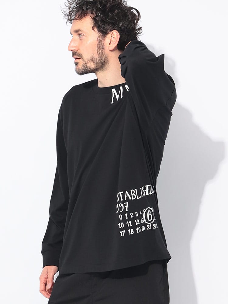 MM6 Maison Margiela (エムエムシックス メゾン マルジェラ) ロゴプリント クルーネック 長袖 Tシャツ MM6GC0047S24312 メンズ