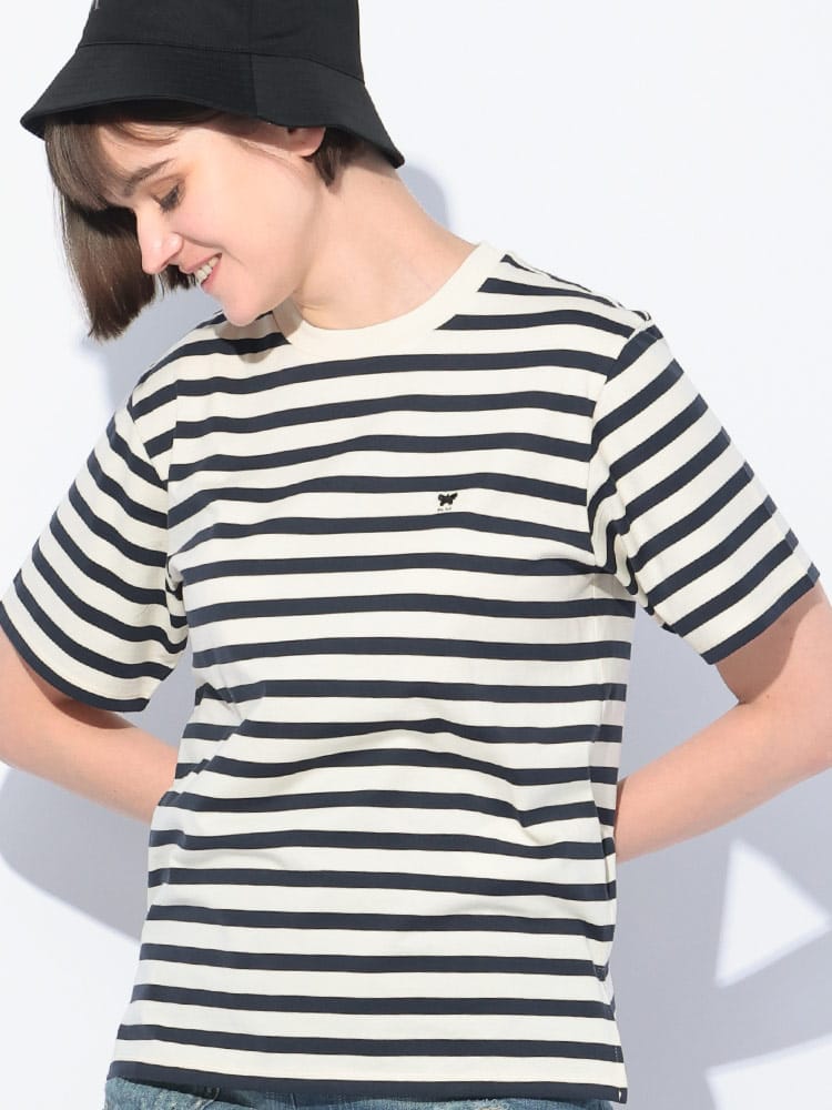 MAX MARA (マックスマーラ) ワンポイント ボーダー柄 クルーネック 