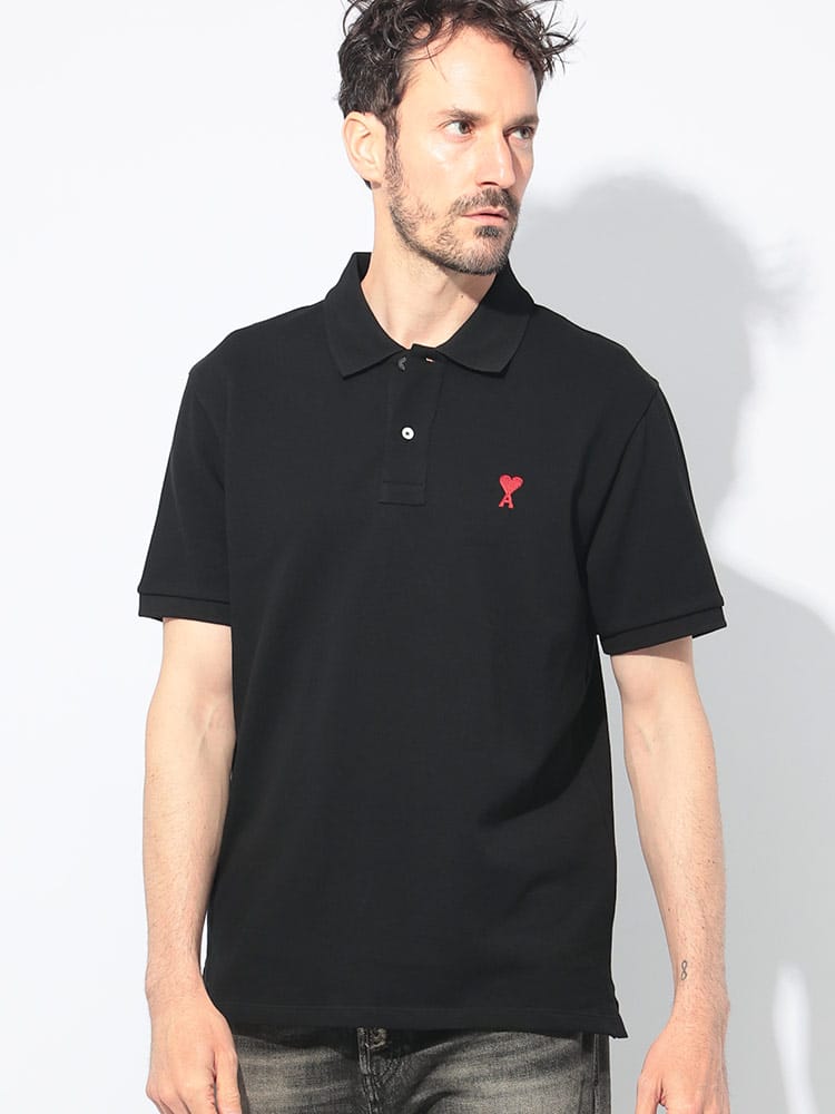 AMI PARIS (アミパリス) ワンポイント 半袖 ポロシャツ AMI DE COEUR メンズ