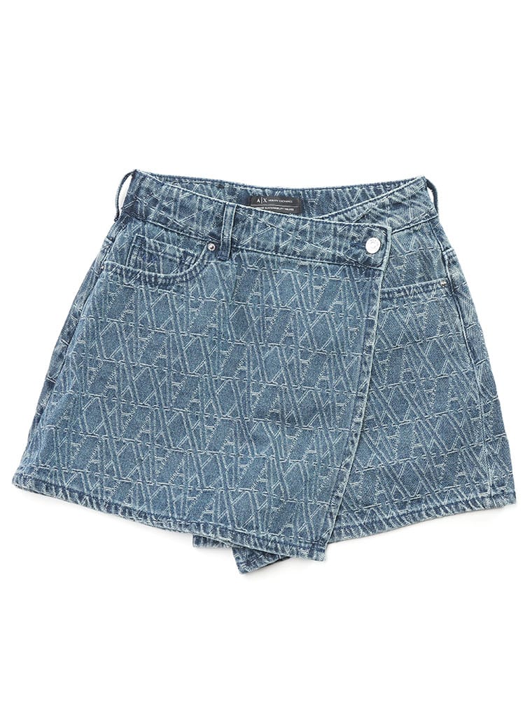 ARMANI EXCHANGE (アルマーニ エクスチェンジ ) ブランドロゴ ラップシルエット ショートパンツ レディース