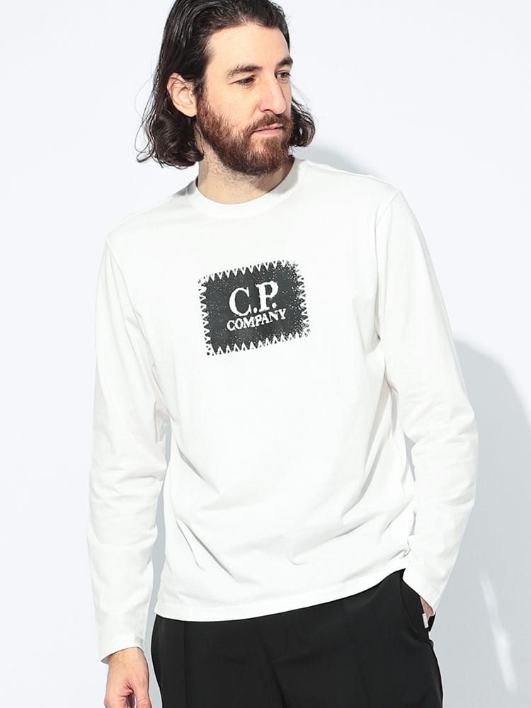 C.P COMPANY (シーピーカンパニー) ロゴプリント クルーネック 長袖 T 