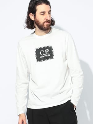 C.P COMPANY (シーピーカンパニー) ロゴプリント クルーネック 長袖 T 