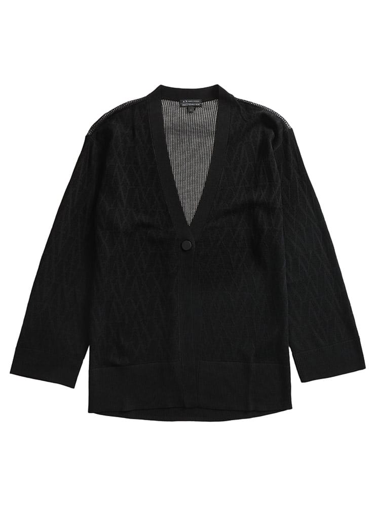 ARMANI EXCHANGE (アルマーニ エクスチェンジ) オールオーバーロゴ 裏メッシュ カーディガン レディース