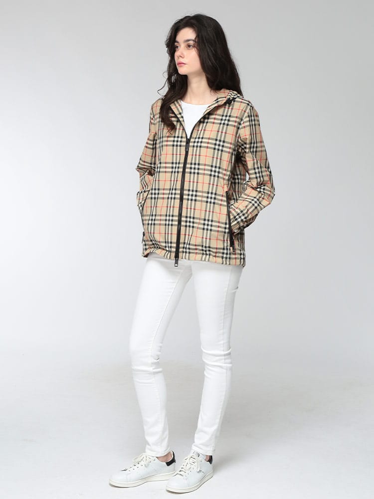 BURBERRY (バーバリー) チェック柄 フルジップ ブルゾン レディース 4 
