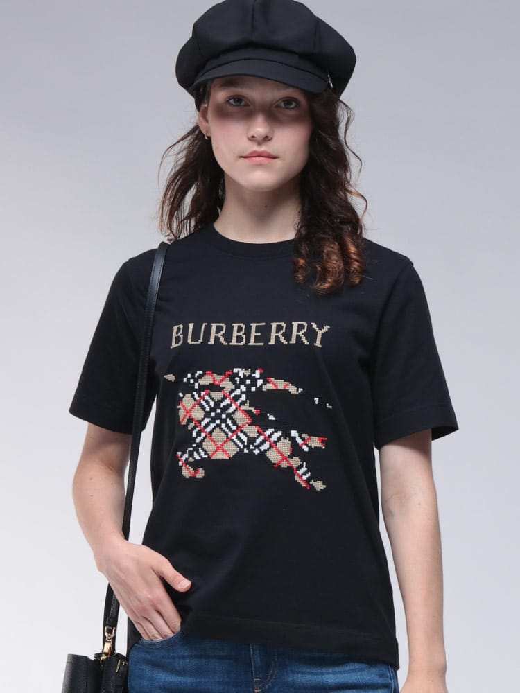 BURBERRY (バーバリー) クロスステッチロゴ クルーネック 半袖 Tシャツ 