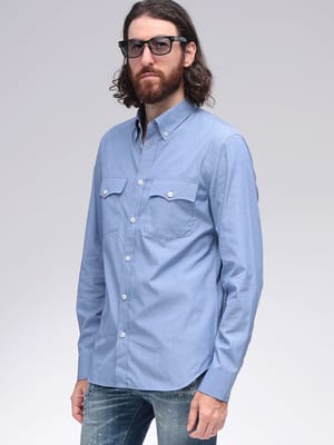 PRADA (プラダ) 無地 ボタンダウン フラップポケット コットン 長袖 シャツ PRUCN62815CO メンズ