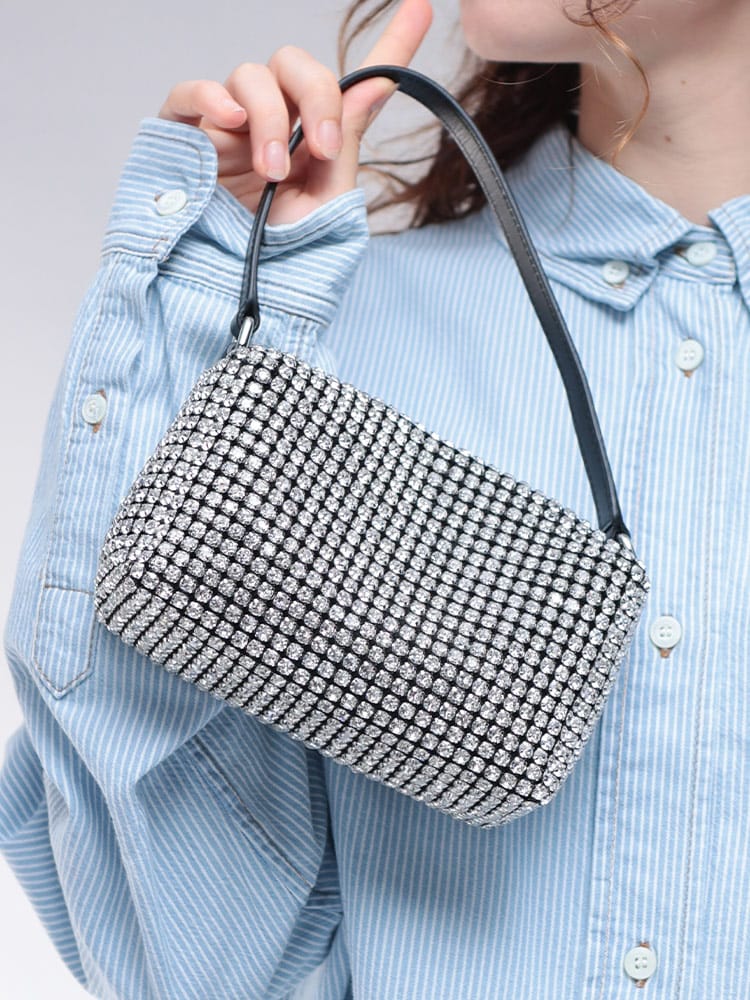 alexanderwang (アレキサンダーワン) HEIRESS ラインストーン メッシュ ポーチ ミディアム AWL2019P0813J レディース