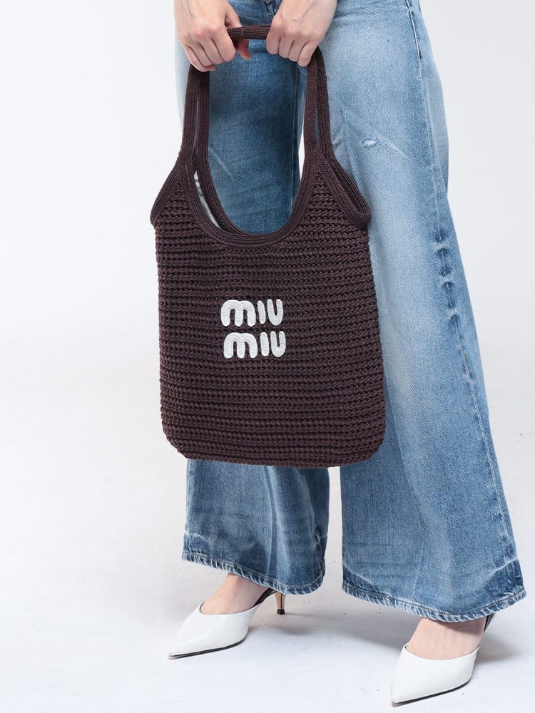 MIU MIU (ミュウミュウ) アイビー ラフィアエフェクトウーブン トートバッグ MIU5BG231ACQY レディース