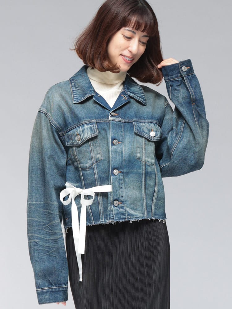 MM6 Maison Margiela (エムエムシックス メゾン マルジェラ) 裾切りっぱなし リボン デニム ジャケット MM6LS52AM0340 レディース