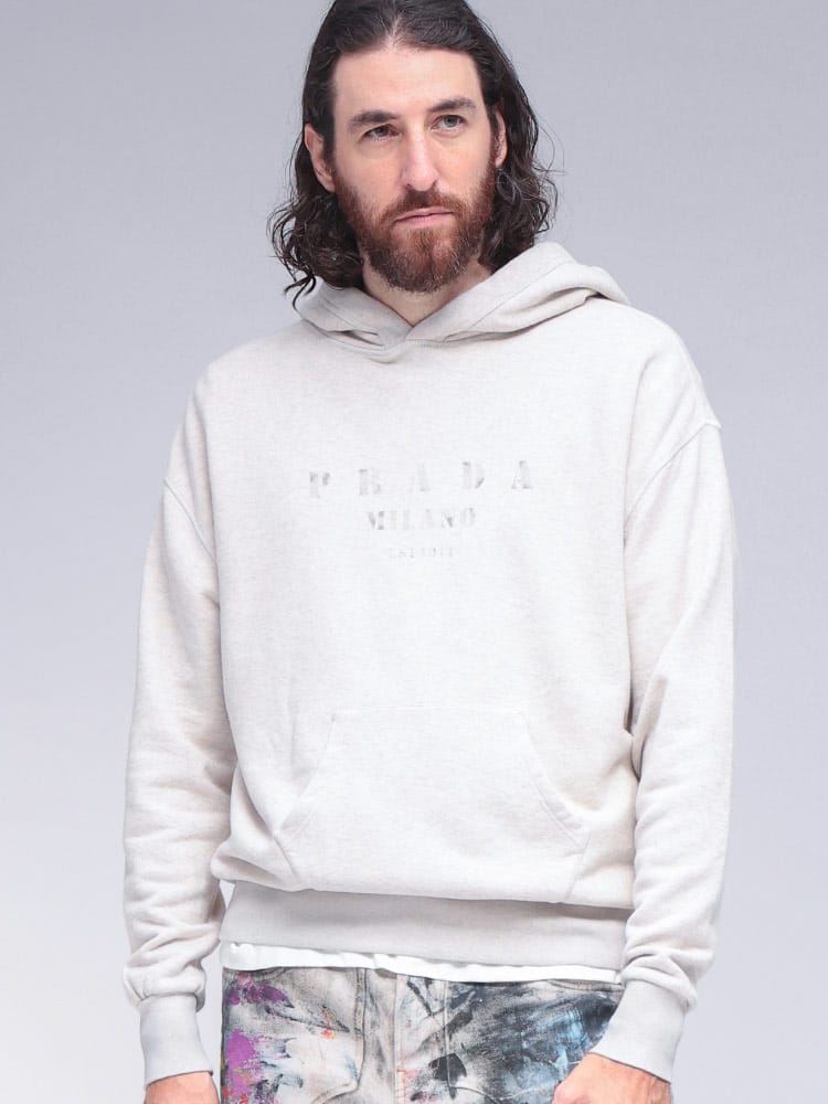 PRADA (プラダ) ロゴプリント スウェットパーカー カスレプリント 