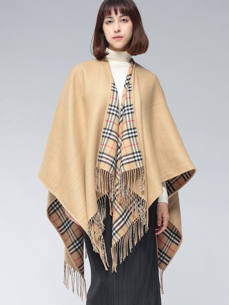 BURBERRY (バーバリー) ウール100％ リバーシブル チェック＆無地  