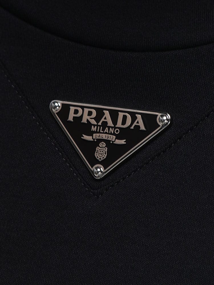 PRADA (プラダ) トライアングル ロゴ プレート クルーネック 半袖 T 