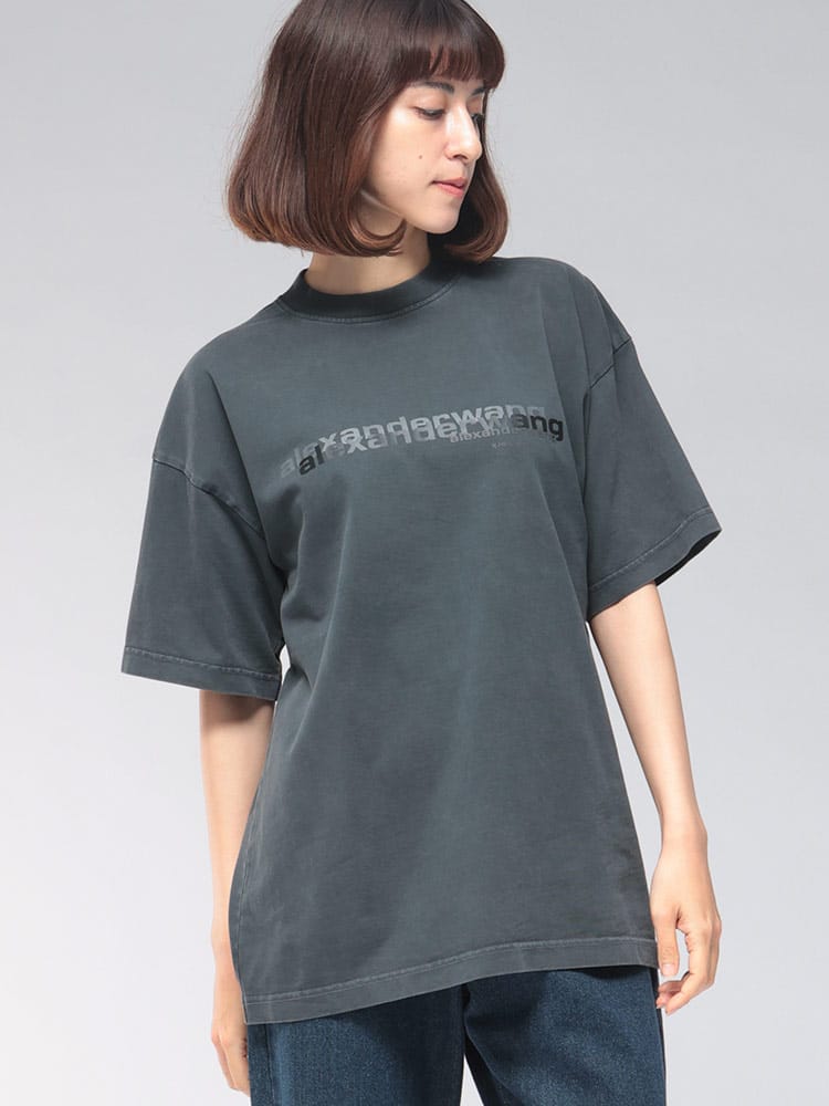 alexanderwang (アレキサンダーワン) フロントロゴプリント 半袖Tシャツ AWLUCC3251847 レディース