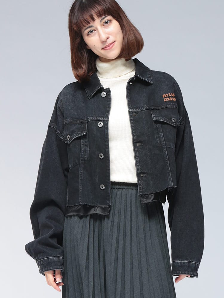 MIU MIU (ミュウミュウ) 胸ロゴ フルボタン デニムジャケット MIUGWB15817OL レディース